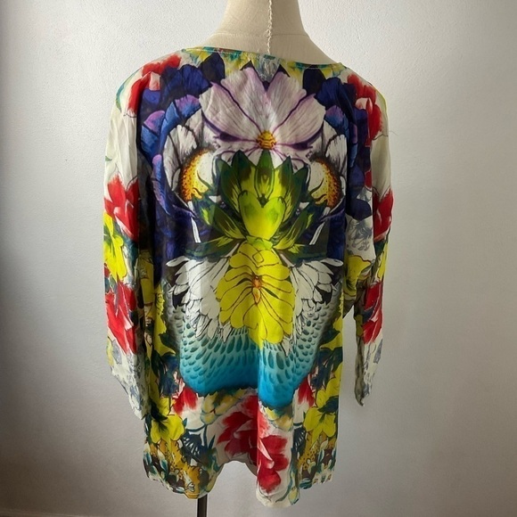 Johnny Was Barra Floral Print Flutter Blouse Sz S - Picture 3 of 5